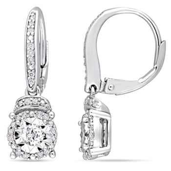 1/3 CT TW Diamond Leverback Earrings in Sterling Silver
