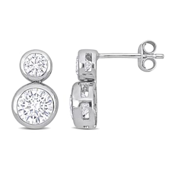 3 3/4 CT TGW Cubic Zirconia Bezel Set Stud Earrings in Sterling Silver