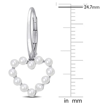 2-2.5MM Freshwater Cultured Pearl Heart Earrings in 14K White Gold