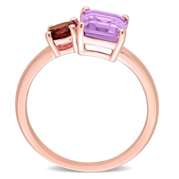 2 4/5 CT TGW Amethyst and Garnet Ring in Rose Plated Sterling Silver