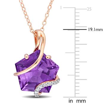 6 CT TGW Amethyst and Diamond Accent Wrapped Pendant with Chain in Rose
Plated Sterling Silver
