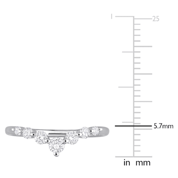 3/8 CT TGW Lab Grown Diamond Chevron Ring in Platinum Plated Sterling Silver