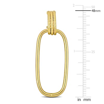 Open Huggie Hoop with Open Rectangular Drop Earrings in 10k Yellow Gold