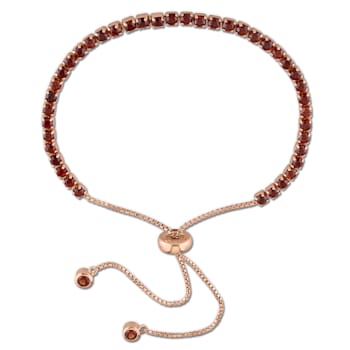 3 3/4ctw Garnet Tassel Bolo Bracelet in 18K Rose Gold Over Sterling Silver