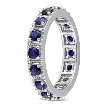 1 7/8 CT TGW Created Blue Sapphire Eternity Ring in Sterling Silver