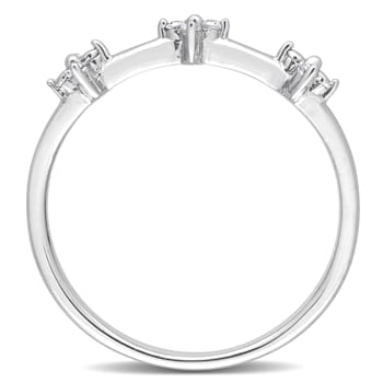 1/10 CT TW Diamond Floral Promise Ring in Sterling Silver