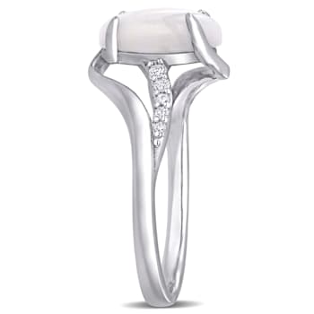 1 5/8 CT TGW Opal and 1/10 CT TW Diamond Twist Ring in Sterling Silver