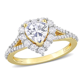2 2/5 CT TGW Created white Sapphire Heart Halo Ring in Yellow Plated
Sterling Silver