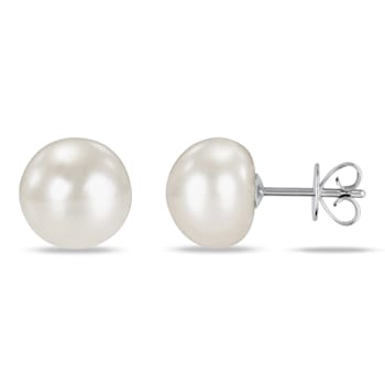 9-10MM Freshwater Cultured Pearl Stud Earrings in 14K White Gold