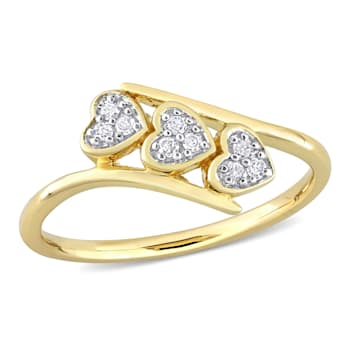 1/10ctw Diamond Triple Heart Bypass Promise Ring in 18K Yellow Gold Over
Sterling Silver