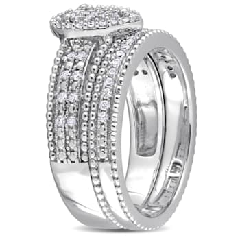 1/3 CT TW Diamond Pear Shape Cluster Bridal Set in Sterling Silver