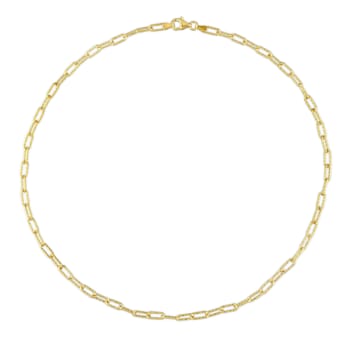 3.5MM Fancy Paperclip Chain Necklace in Yellow Plated Sterling Silver