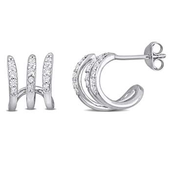 1/3 CT TGW Created White Sapphire 3-Layer Stud Earrings in Sterling Silver