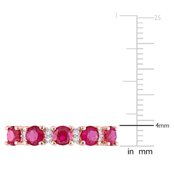 1 5/8 CT TGW Created Ruby & Created White Sapphire Semi Eternity
Ring in Rose Plated Sterling Silver