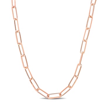 5MM Diamond Cut Paperclip Chain Necklace in Rose Plated Sterling Silver