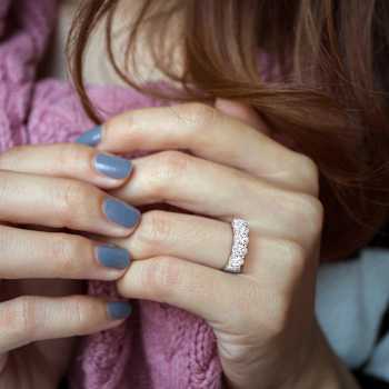 3 CT TW Lab-Grown Diamond Semi-Eternity Ring in 14K White Gold