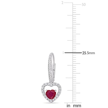 1 3/5 CT TGW Ruby-CN White Sapphire and 1/10 CT TW Diamond Leverback
Earrings in 14K White Gold