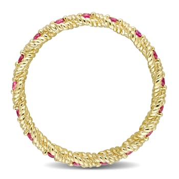 1/4 CT TGW Created Ruby Infinity Eternity Ring in 10K Yellow Gold