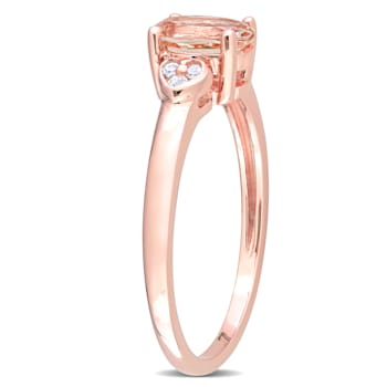 3/4 CTW Morganite and Diamond Accent Ring in Rose Plated Sterling Silver