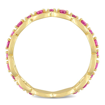 1/3 CT TGW Created Ruby Eternity Ring in Yellow Plated Sterling Silver