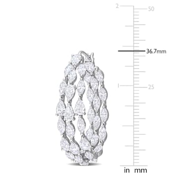 11 1/10 CT TGW Lab Grown Diamond Triple Row Hoop Earrings in 14K White Gold