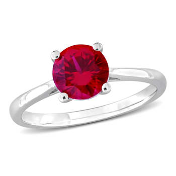 1 5/8 CTW Created Ruby Solitaire Ring in Sterling Silver