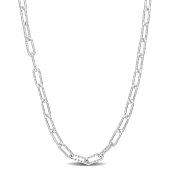 3.5MM Fancy Paperclip Chain Necklace in Sterling Silver