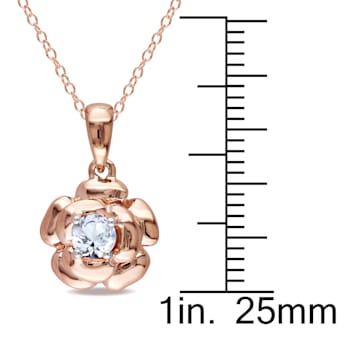 1/3 CT TGW Created White Sapphire Floral Pendant with Chain in Rose
Plated Sterling Silver