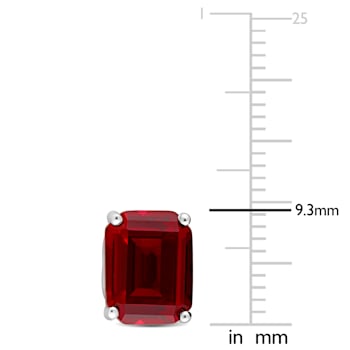 6 1/2 CT TGW Octagon Created Ruby Stud Earrings in Sterling Silver