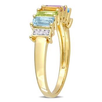 1 1/4 CTW Multi-Gemstone Ring in Yellow Plated Sterling Silver