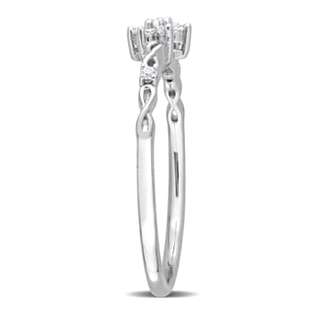 1/10 CT TW Diamond Floral Promise Ring in Sterling Silver