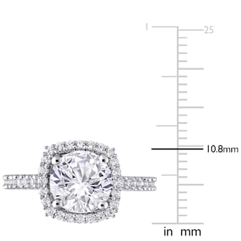 2 7/8 CT TGW Created White Sapphire Halo Ring in Sterling Silver