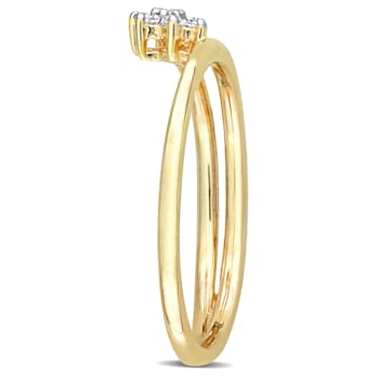 Diamond Accent Floral Promise Ring in 18K Yellow Gold Over Sterling Silver