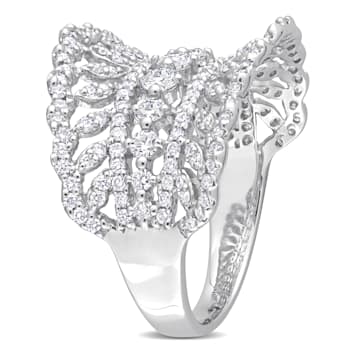1 1/5 CT TGW Lab Grown Diamond Crown Design Wide Ring in 14K White Gold