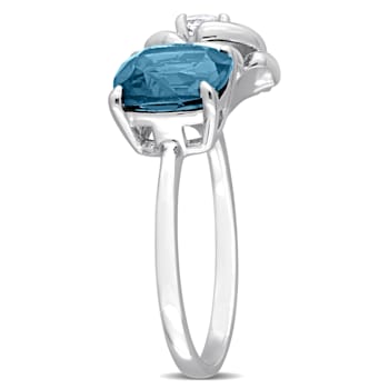 2 7/8 CT TGW London Blue and White Topaz 2-Stone Ring in Sterling Silver