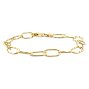 6.5MM Twisted Rolo Chain Bracelet in 18K Yellow Gold Over Sterling Silver