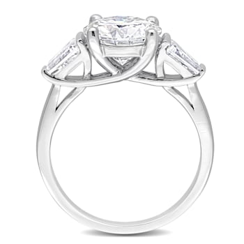 3 CT TGW Created Moissanite 3-Stone Ring in Sterling Silver