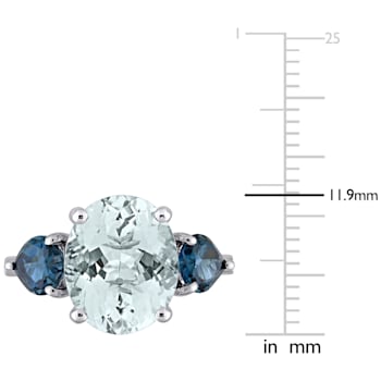 5 1/6 CT TGW Ice Aquamarine, London Blue Topaz and Diamond Accent
3-Stone Ring in Sterling Silver