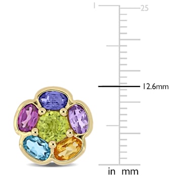 3 5/8 CT TGW Multi Gemstone Floral Stud Earrings in 18k Yellow Gold Over
Sterling Silver