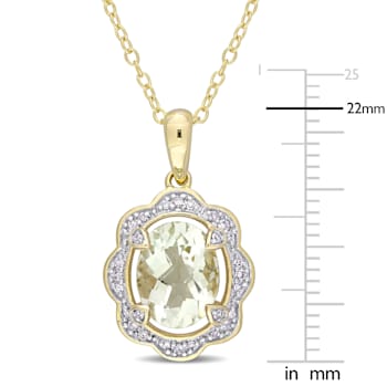 1 5/8 CT TGW Green Quartz and 1/10 CT TW Diamond Pendant with Chain in
Yellow Plated Sterling Silver