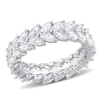4 1/5 CT DEW Created Moissanite Eternity Band in Sterling Silver