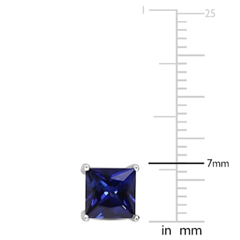 2 5/8 CT TGW Created Blue Sapphire Stud Earrings in Sterling Silver