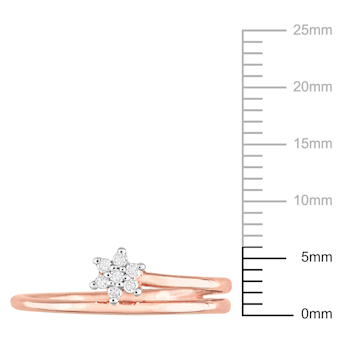 Diamond Accent Floral Promise Ring in 18K Rose Gold Over Sterling Silver