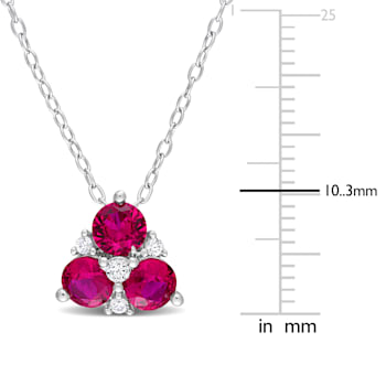 1 1/2 CT TGW Created Ruby and Created White Sapphire 3-Stone Pendant
with Chain in Sterling Silver