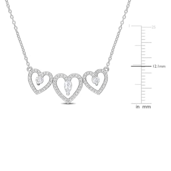 1/2 CT TGW White Topaz and 1/5 CT TW Diamond Triple Heart Necklace in
Sterling Silver
