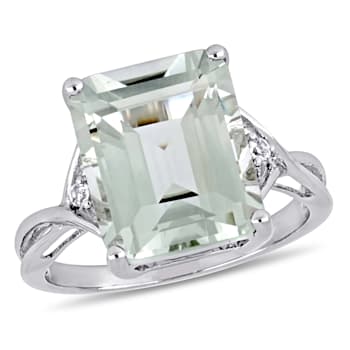 5 5/8 CT TGW Emerald Cut Green Quartz and White Topaz Twist Ring in
Sterling Silver