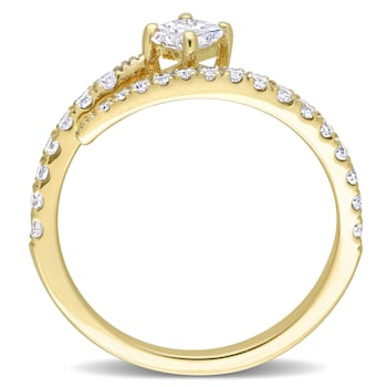 5/8 CT TW Diamond Semi-Eternity Ring in 14K Yellow Gold