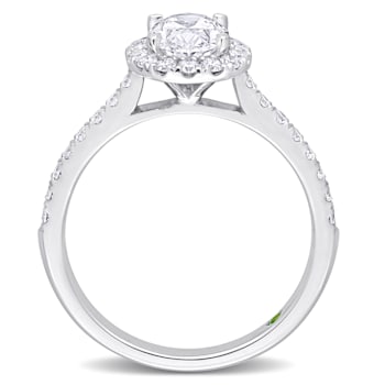 1 1/2 CT TGW Lab Grown Diamond with Tsavorite Accent Halo Engagement
Ring in 14K White Gold