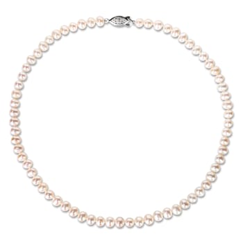 6-7MM Freshwater Cultured Pearl Bracelet, Necklace, and Earrings Set in Brass