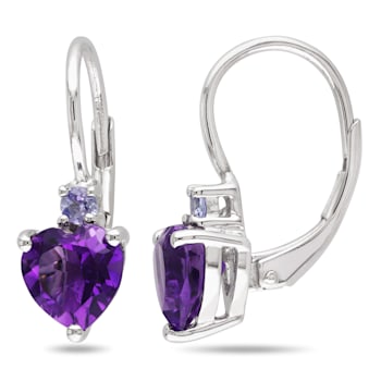 2-5/8ctw Amethyst and Tanzanite Earrings in Sterling Silver